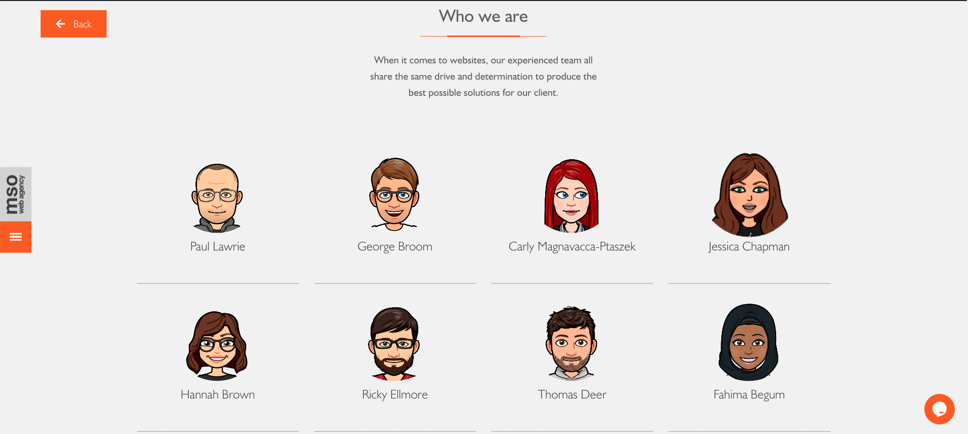 screenshot of the mso websites 'meet the team' page to show how to achieve good website customer service