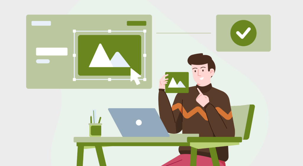 Graphic depicting image optimisation for website sustainability