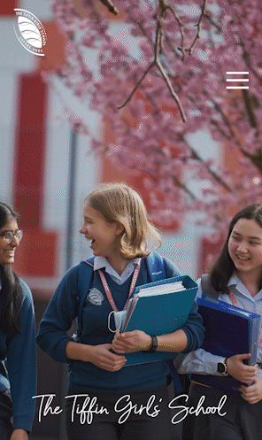 gif showing how the burger style navigation functions on the Tiffin Girls' School website